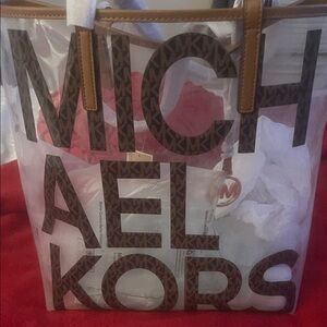 Michael Kors Transparent Tote with Brown Accents